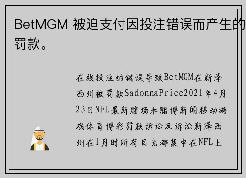 BetMGM 被迫支付因投注错误而产生的罚款。