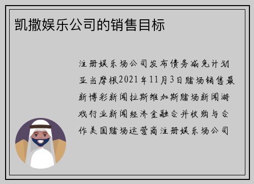 凯撒娱乐公司的销售目标